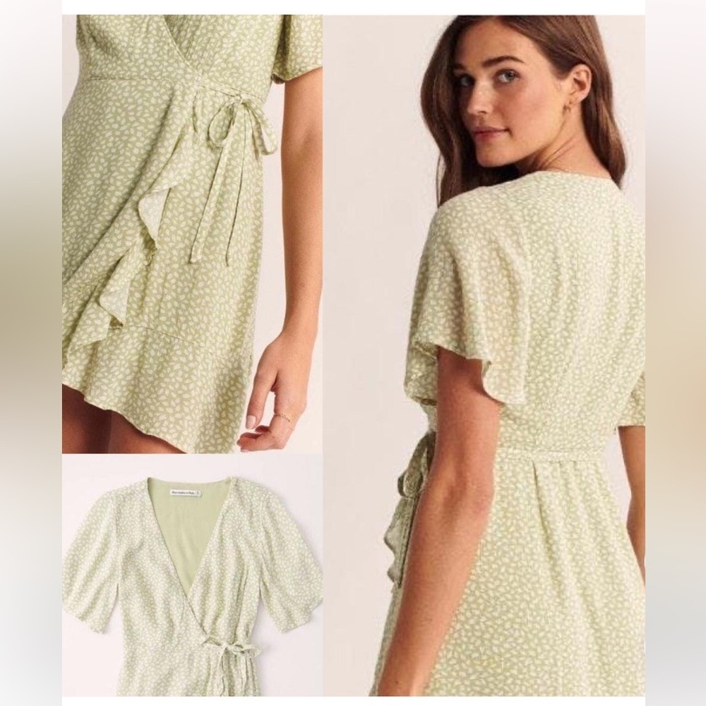 Abercrombie & Fitch Light Green Mini Wrap Dress - Picture 3 of 6